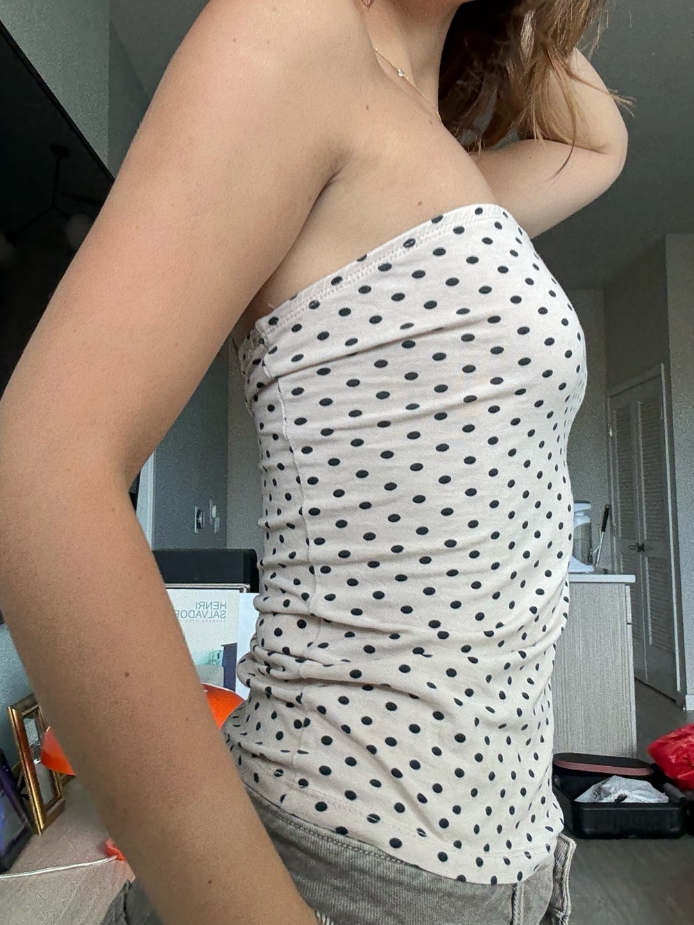 H&M Cream Strapless Polka Dot Tube Top - Picture 2 of 6